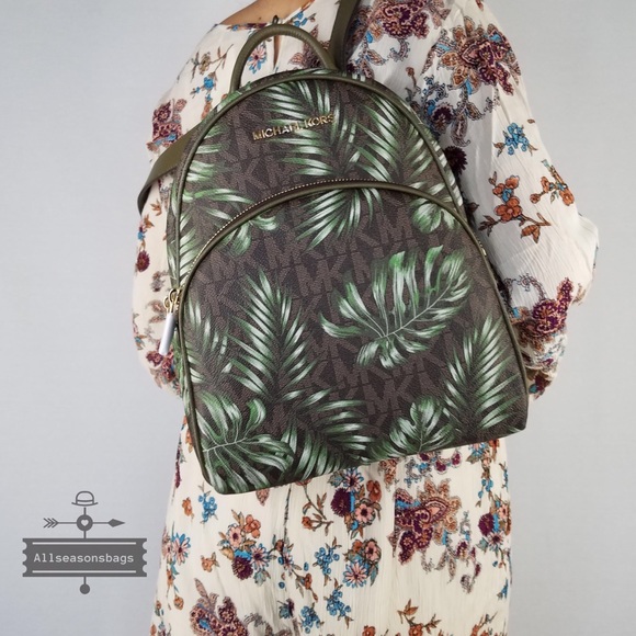 Michael Kors Abbey Medium Brown Backpack Olive - Picture 2 of 8